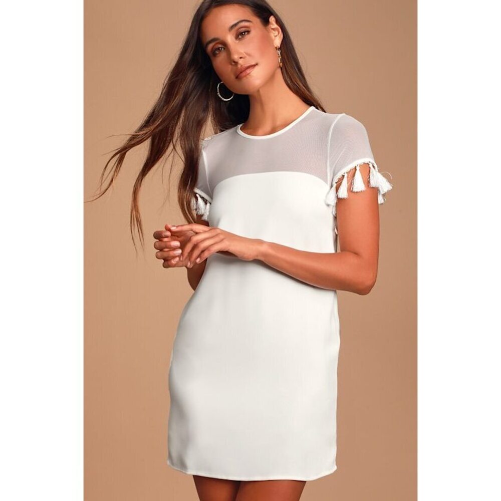 NWT Lulus Iced Latte White Shift Dress - Size L